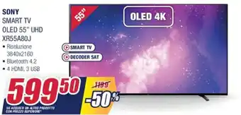 Trony Sony Smart TV OLED 55" UHD XR55A80J offerta