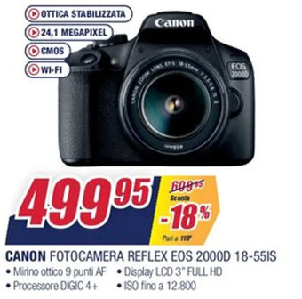 Trony Canon Fotocamera Reflex EOS 2000D 18-55IS offerta