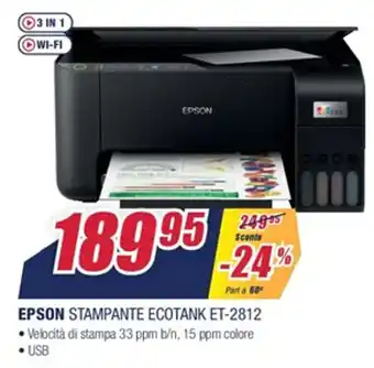 Trony Epson Stampante Ecotank ET-2812 offerta