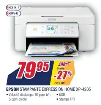 Trony Epson Stampante Expression Home XP-4205 offerta