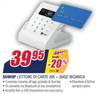 Trony sumup Lettore Di Carte Air + Base Ricarica offerta