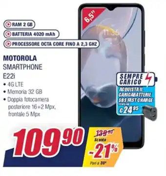 Trony Motorola Smartphone E22i offerta