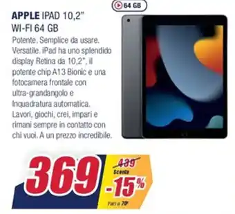 Trony Apple iPad 10,2" Wi-Fi 64 gb offerta