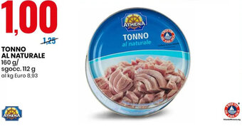 Eurospin Athena Tonno Al Naturale 160 g/Sgocc. 112 g offerta