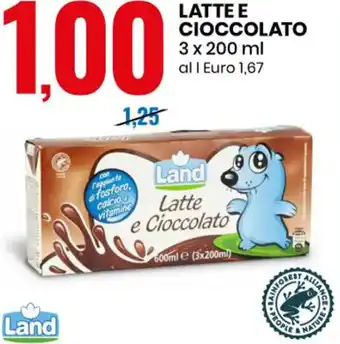Eurospin Land Latte e Cioccolato 3 x 200 ml offerta