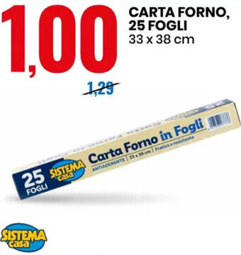 Eurospin Sistema Casa Carta Forno 25 Fogli 33 x 38 cm offerta