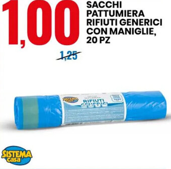 Eurospin Sistema Casa Sacchi Pattumiera Rifiuti Generici Con Maniglie 20 pz offerta