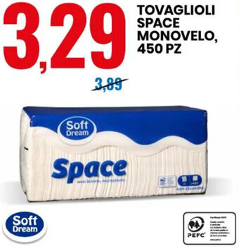 Eurospin Soft Dream Tovaglioli Space Monovelo 450 pz offerta