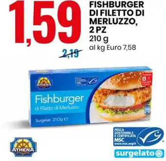 Eurospin Athena Fishburger Di Filetto Di Merluzzo 2 Pz 210 g offerta