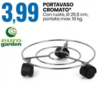 Eurospin Portavaso Cromato Con Ruote Ø 25,5 cm offerta