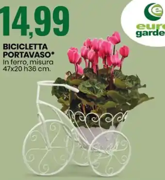 Eurospin Bicicletta Portavaso In Ferro, Misura 47x20 h36 cm offerta