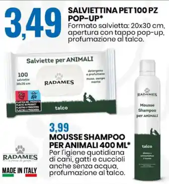 Eurospin Radames Salviettina Pet 100 pz Pop-Up 20x30 cm offerta