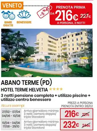 Eurospin Abano Terme Hotel Terme Helvetia offerta