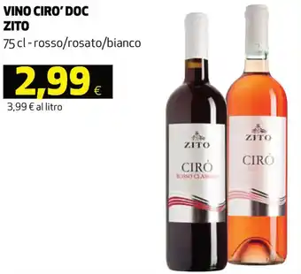Coop Zito Vino Cirò Doc 75 cl offerta