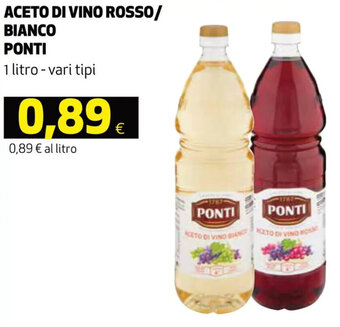 Coop Ponti Aceto di Vino Rosso/Bianco 1 litro offerta