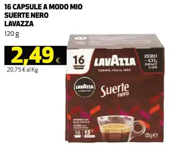 Coop Lavazza 16 capsule a modo mio suerte nero 120 g offerta