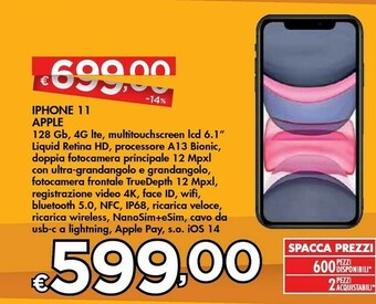 Apple IPhone 11 15,5 Cm (6.1") 128 GB Doppia SIM 4G Nero IOS 14
