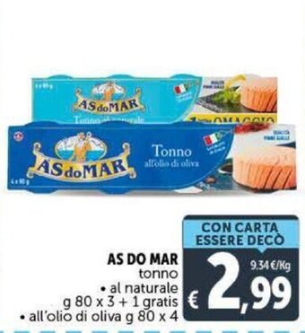 Deco Supermercati Às do Mar tonno 80 g x 3 + 1 gratis / g 80 x 4 offerta
