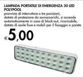 Bennet Poly pool Lampada Portatile Di Emergenza 30 Led offerta