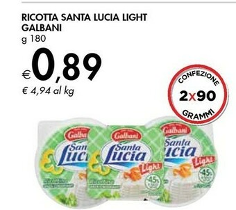 Bennet Galbani Santa Lucia Light Ricottina 180 G(ml) offerta