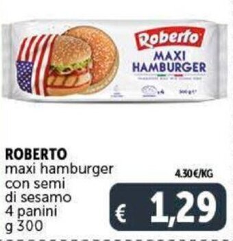 Deco Supermercati Roberto maxi hamburger con semi di sesamo 4 panini 300 g offerta