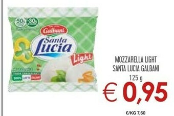 Conad Galbani Mozzarella Santa Lucia Light 125 G(ml) offerta
