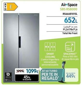 Euronics Samsung RS66A8101SL Frigorifero Side-by-side Incasso/libero E Acciaio Inossidabile offerta