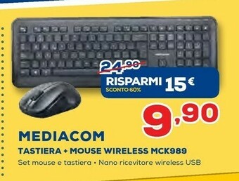 Euronics Mediacom Tastiera E Mouse Wireless MCK989 offerta
