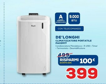 Euronics De Longhi Climatizzatore Portatile PACEM77 offerta