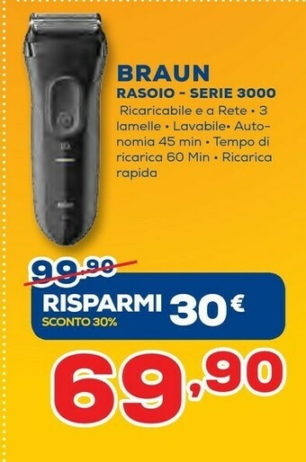 Euronics Braun Rasoio Serie 3000 offerta