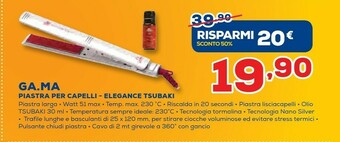 Euronics Ga.ma Piastra Per Capelli Elegance Tsubaki offerta