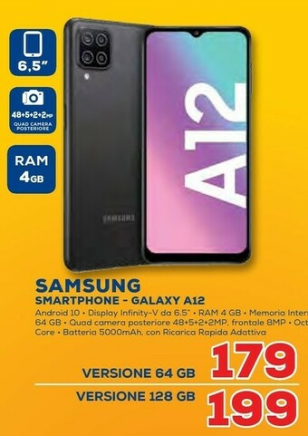 Euronics Samsung Galaxy A12 16,5 Cm (6.5") Doppia SIM 4G USB Tipo-C 4 GB 64 GB 5000 MAh Nero offerta