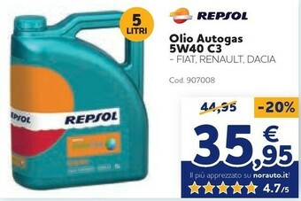 Norauto Repsol Olio Autogas 5W40 C3 offerta