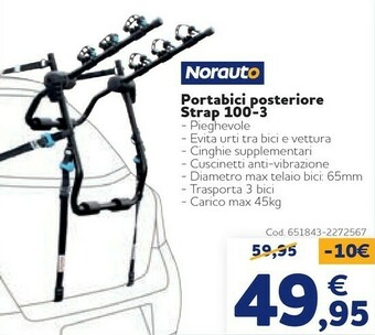 Norauto Portabici Posteriore Strap 100-3 offerta