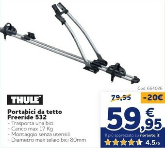 Norauto Thule Portabici Da Tetto Freeride 532 offerta
