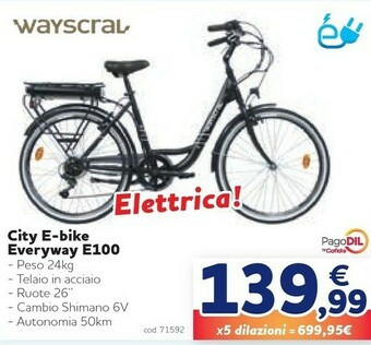 Norauto Wayscral City E-bike Everyway E100 offerta