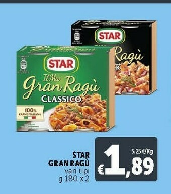 Deco Supermercati Star Gran Ragu offerta