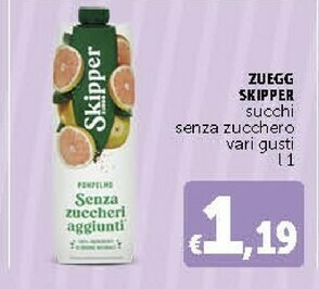Deco Supermercati Zuegg Skipper Succhi Senza Zucchero offerta