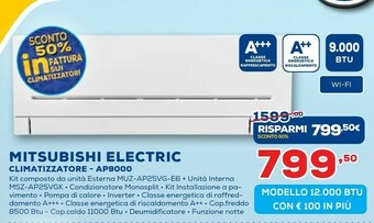 Euronics Mitsubishi Climatizzatore AP9000 offerta