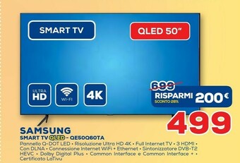 Euronics Samsung Series 6 QE50Q60TAU 127 Cm (50") 4K Ultra HD Smart TV Wi-Fi Nero offerta