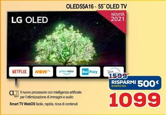 Euronics LG OLED OLED55A16LA 55" Smart TV 4K Ultra HD NOVITÀ 2021 Wi-Fi Processore Α7 Gen4 AI Picture offerta