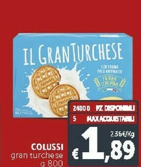 Deco Supermercati Colussi Il Gran Turchese 800 G(ml) offerta