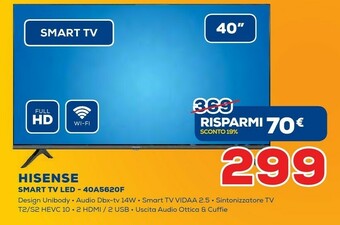 Euronics Hisense Smart TV LED 40A5620F offerta