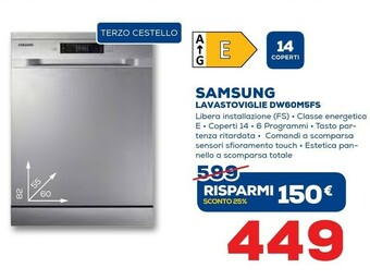Euronics Samsung Lavastoviglie DW60M5FS offerta
