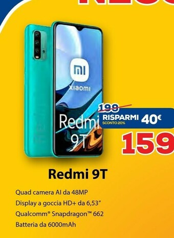 Euronics Xiaomi Redmi 9T 16,6 Cm (6.53") Doppia SIM Android 10.0 4G USB Tipo-C 4 GB 64 GB 6000 MAh Verde offerta