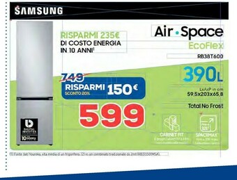 Euronics Samsung RB38T600DSA Frigorifero Con Congelatore Libera Installazione 385 L D Argento offerta