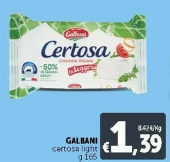 Deco Supermercati Galbani Certosa Light Crescenza 165 G(ml) offerta