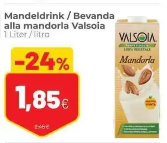 Coop Valsoia Mandeldrink/Bevanda alla Mandorla 1 liter/litro offerta
