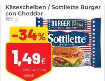 Coop Sottilette Burger con Cheddar/Käsescheiben 185 g offerta