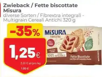 Coop Misura Fette biscottate/Zwieback diverse Sorten 320 g offerta